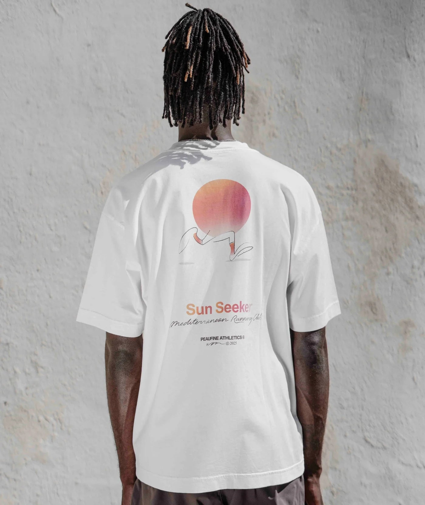 Peaufine Athletics - Oversize Organic T-shirt Running Sun - off white - Teeshirt Hommes