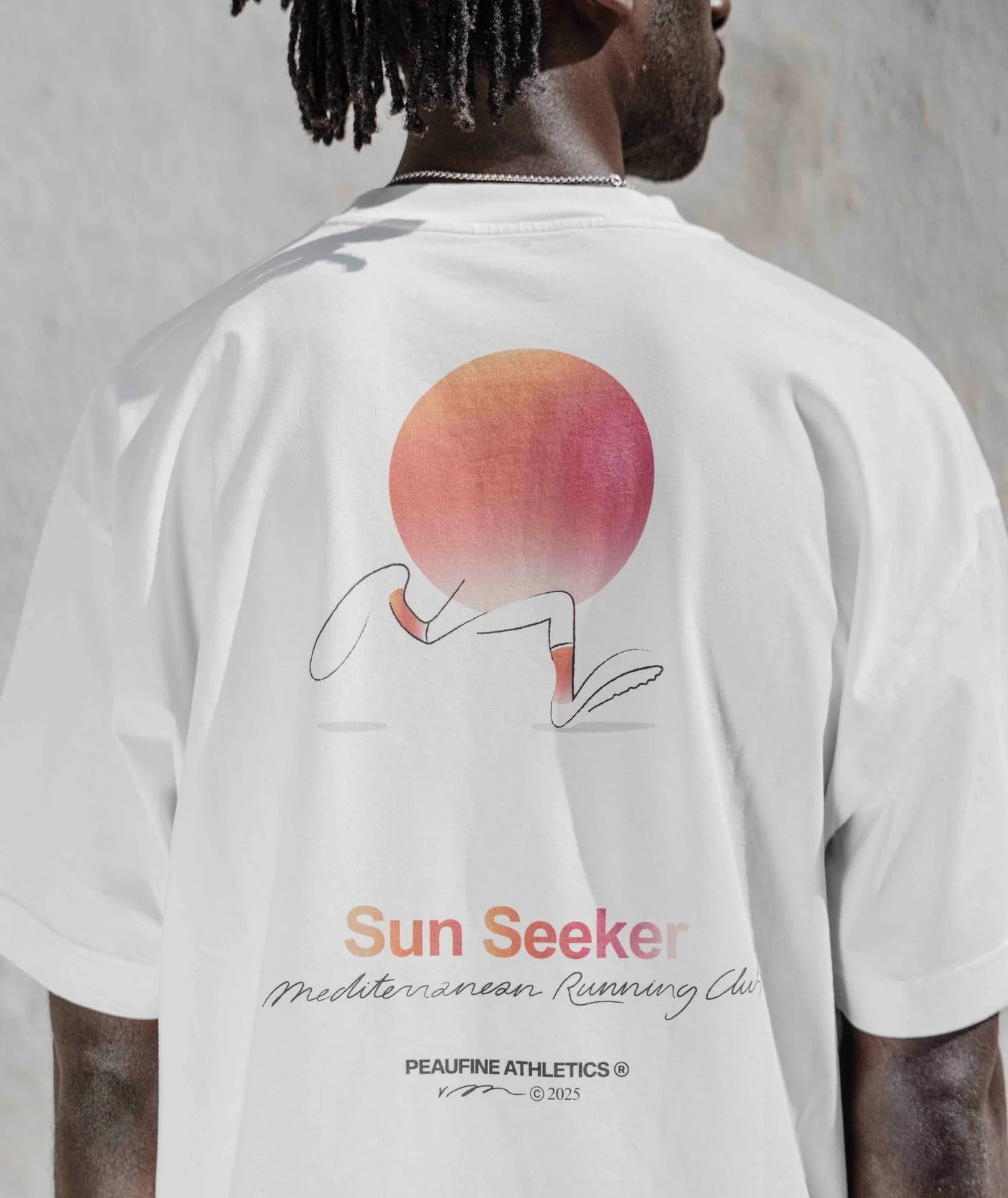 Peaufine Athletics - Oversize Organic T-shirt Running Sun - off white - Teeshirt Hommes