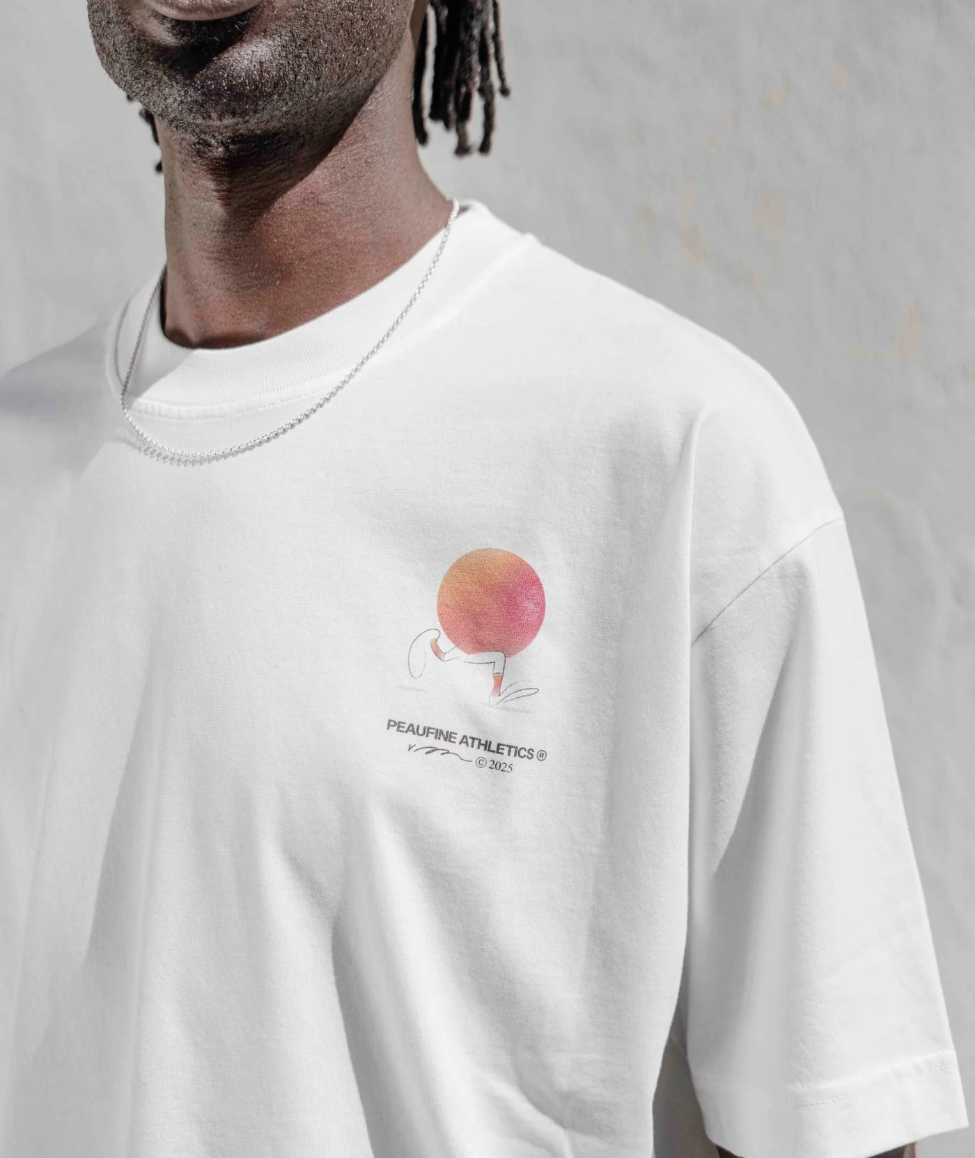 Peaufine Athletics - Oversize Organic T-shirt Running Sun - off white - Teeshirt Hommes