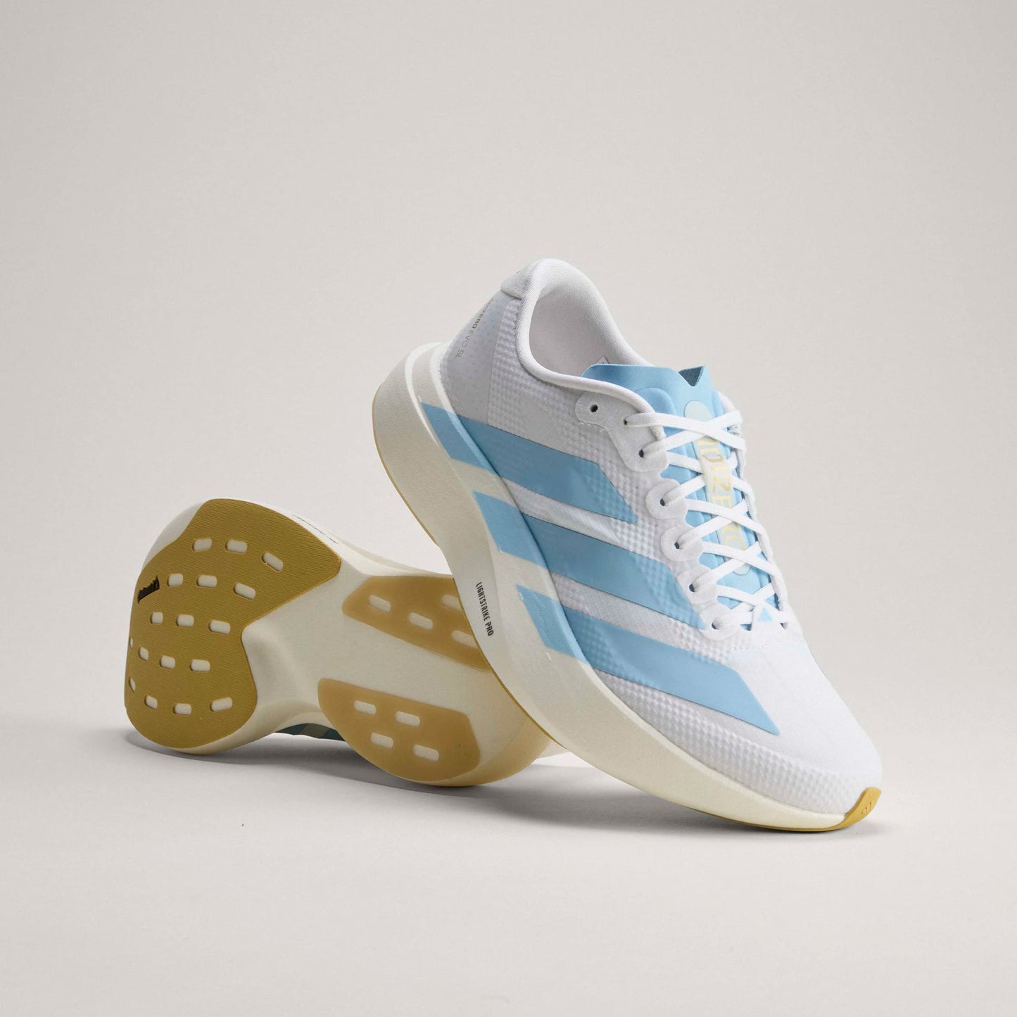 Adidas - Adizero Evo SL - Ftwr White/ Clear Blue/ Matte Gold - Chaussures running femmes