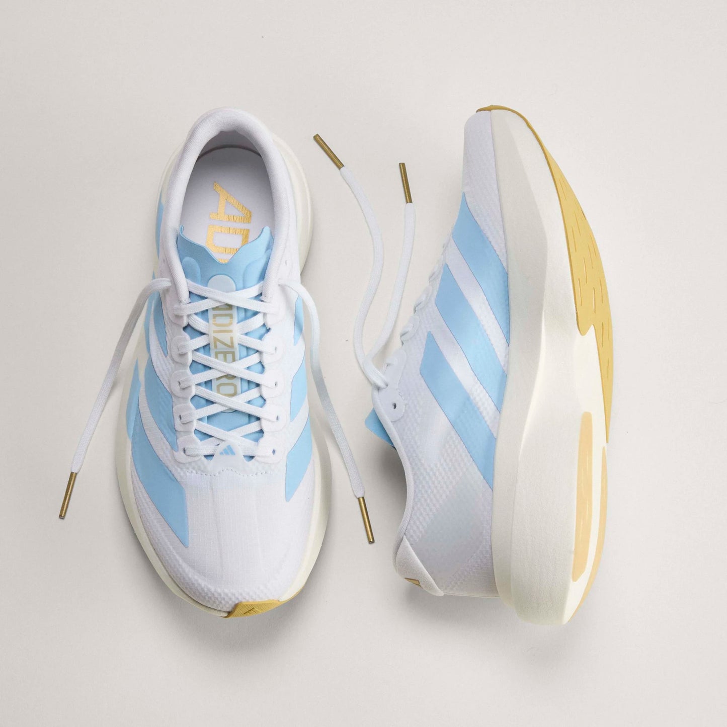 Adidas - Adizero Evo SL - Ftwr White/ Clear Blue/ Matte Gold - Chaussures running femmes