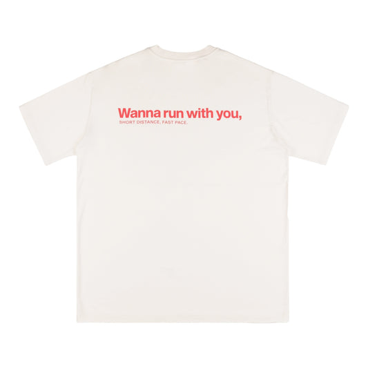 Peaufine Athletics - Wood T-shirt Wanna Run With You - off white - Teeshirt Running Hommes