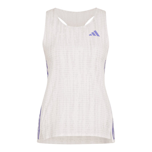 Adidas - Adizero Running Singlet -White / solar purple  - débardeur running femmes