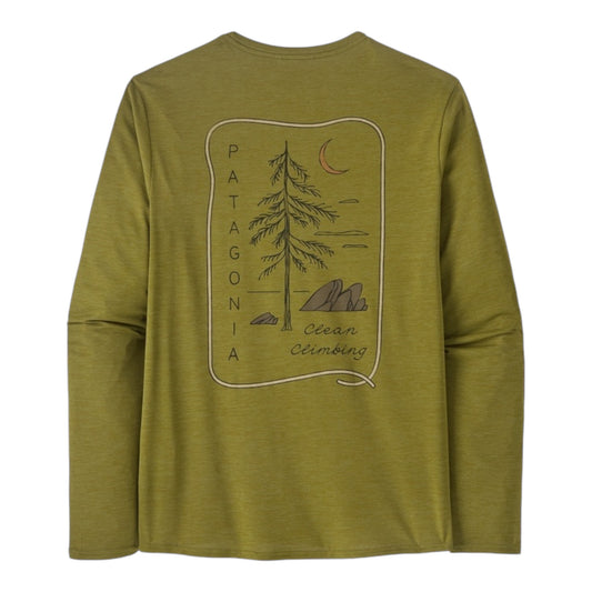 Patagonia - Men's Long-Sleeved Capilene® Cool Daily Graphic Shirt Lands - Graze Green X-Dye - teeshirt running hommes