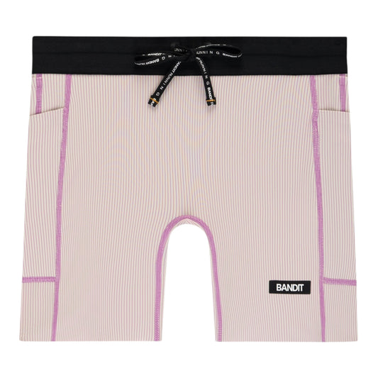 Bandit - Women’s Striped CADENCE™ 5" Compression Short - plaster / orchid - Cuissard Running femmes