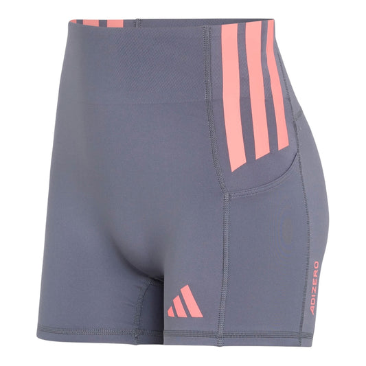 Adidas - Cuissard Adizero 4“ - Grey / Solar Turbo - Short running femmes