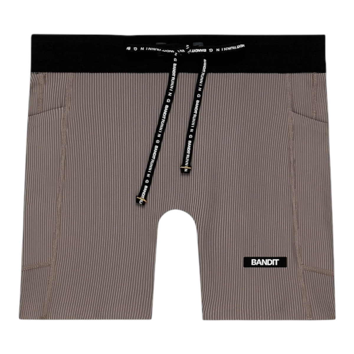 Bandit - Women’s Striped CADENCE™ 5" Compression Short - concrete taupe / cocoa - Cuissard Running femmes (Copie)