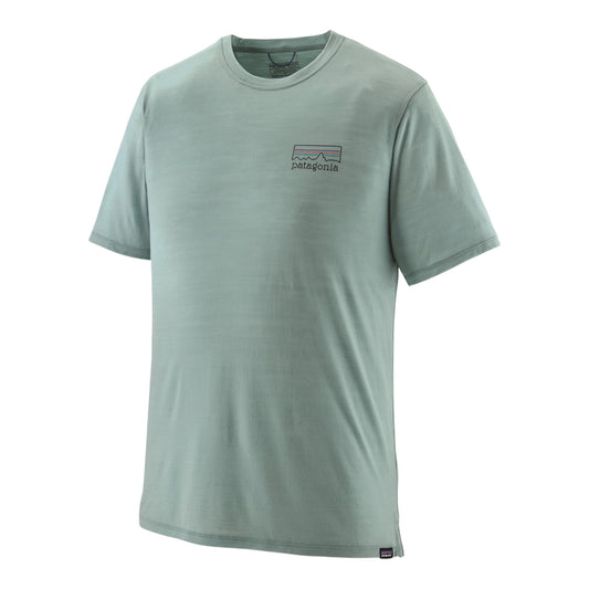 Patagonia - Men's Capilene® Cool Merino Blend Graphic Shirt - Fitz Roy Strata / Thermal Blue - teeshirt running hommes