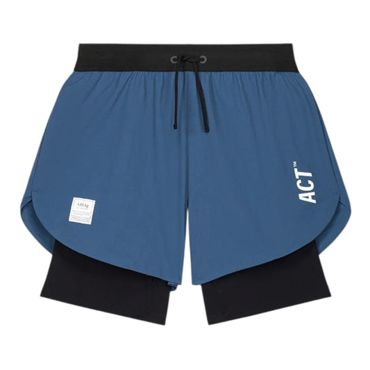Act Running - BioRip Short 2 en 1 - bleu orage - Short running hommes