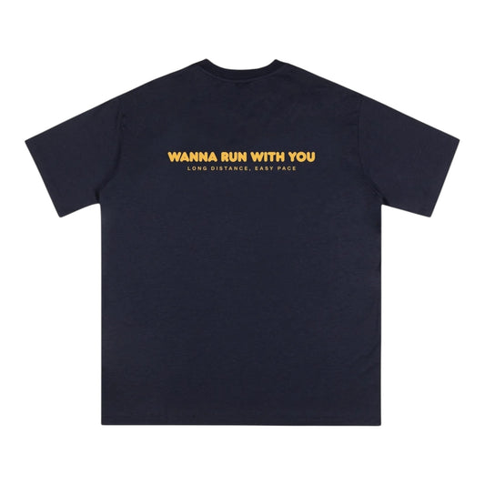 Peaufine Athletics - Wood T-shirt™ Wanna Run - navy - Teeshirt Running Hommes
