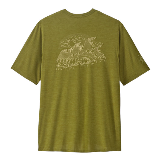 Patagonia - Men's Capilene® Cool Daily Graphic Shirt Lands - Wind Runner / Graze Green X-Dye - teeshirt running hommes