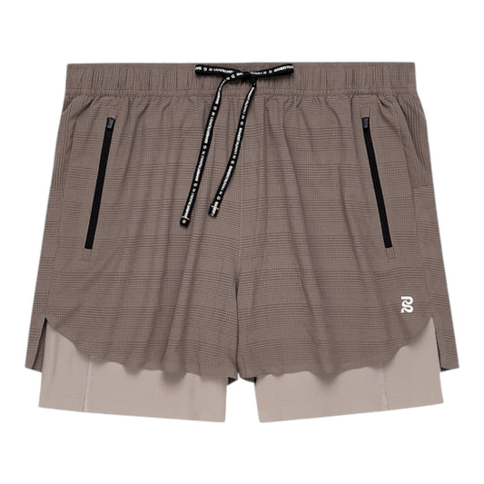 Bandit - Men's CoolGrid™ 2-in-1 Run Shorts - Cocoa - Short Running hommes