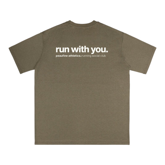 Peaufine Athletics - Wood T-shirt Running Social Club - kaki - Teeshirt Running Hommes